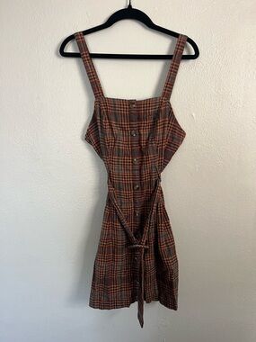American Eagle Plaid Button-Front dress with Tie Waist